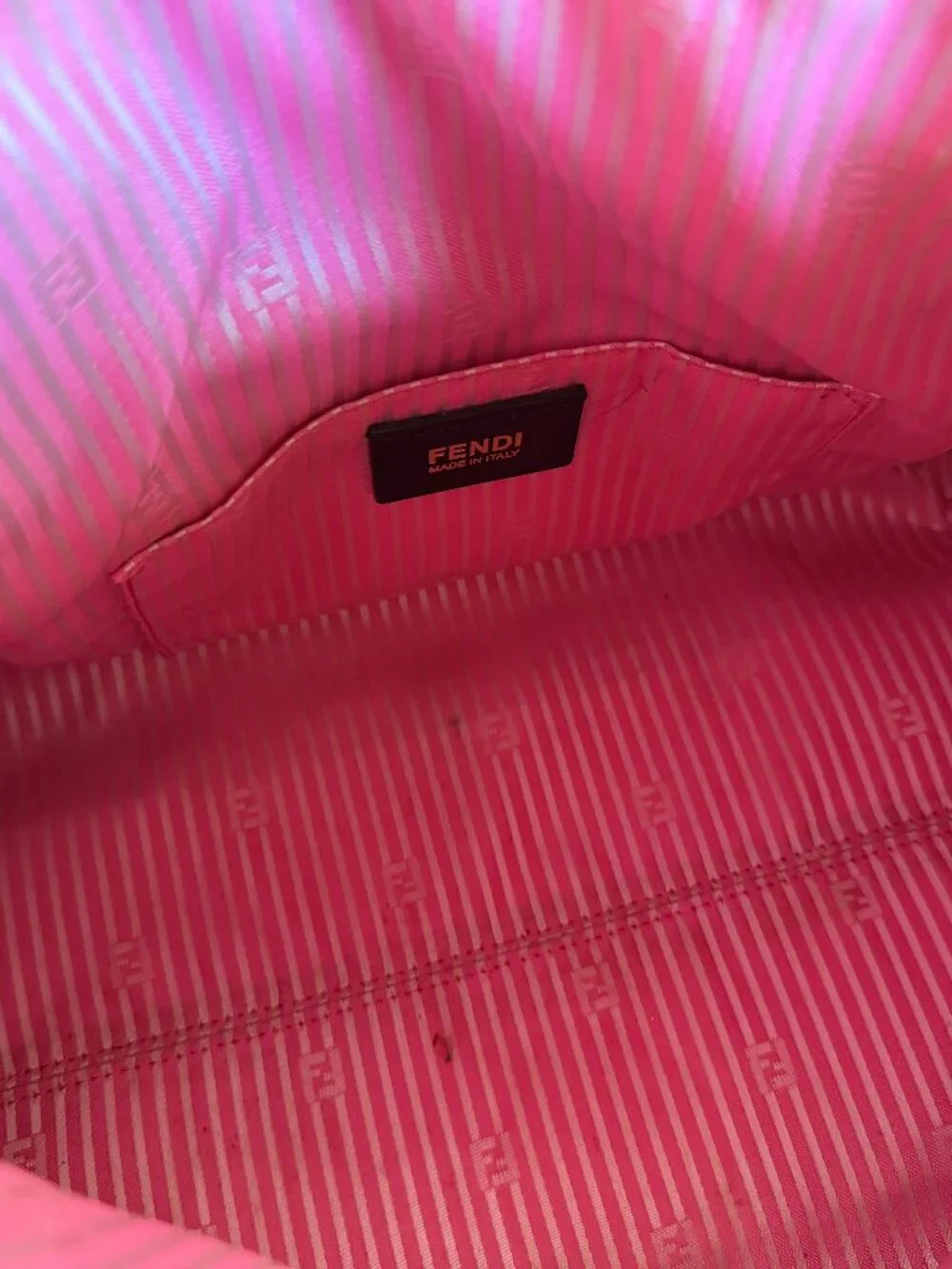Authentic Fendi Zucca Striped Boston Bag